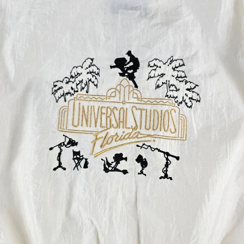 Vintage Universal Studios Florida White Bomber Jacket Large Made in USA‎ Zip Up